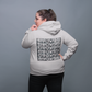 Woman wearing empowered hoodie showing back