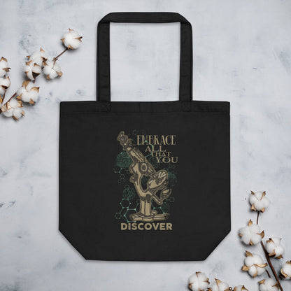 Embrace All That You Discover Eco canvas tote bag front organic cotton