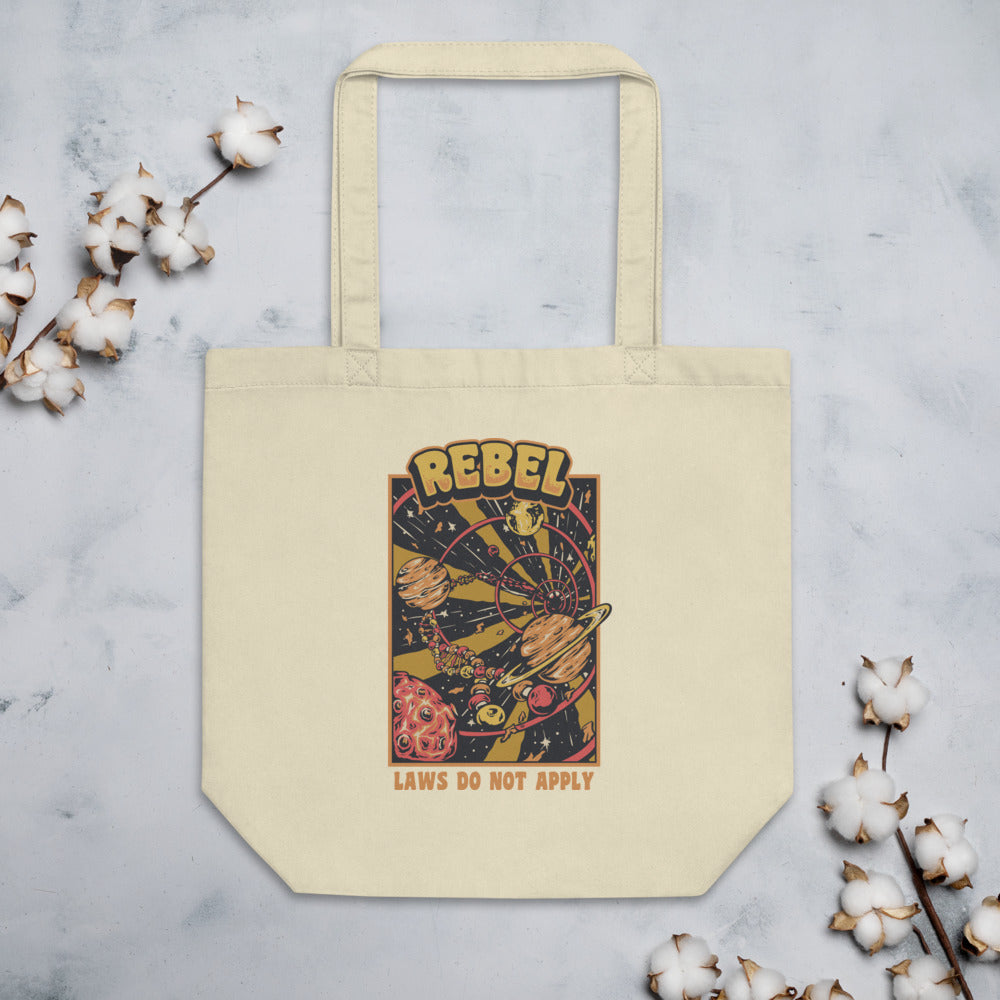 Eco-conscious organic cotton oyster white tote bag Rebel In Space