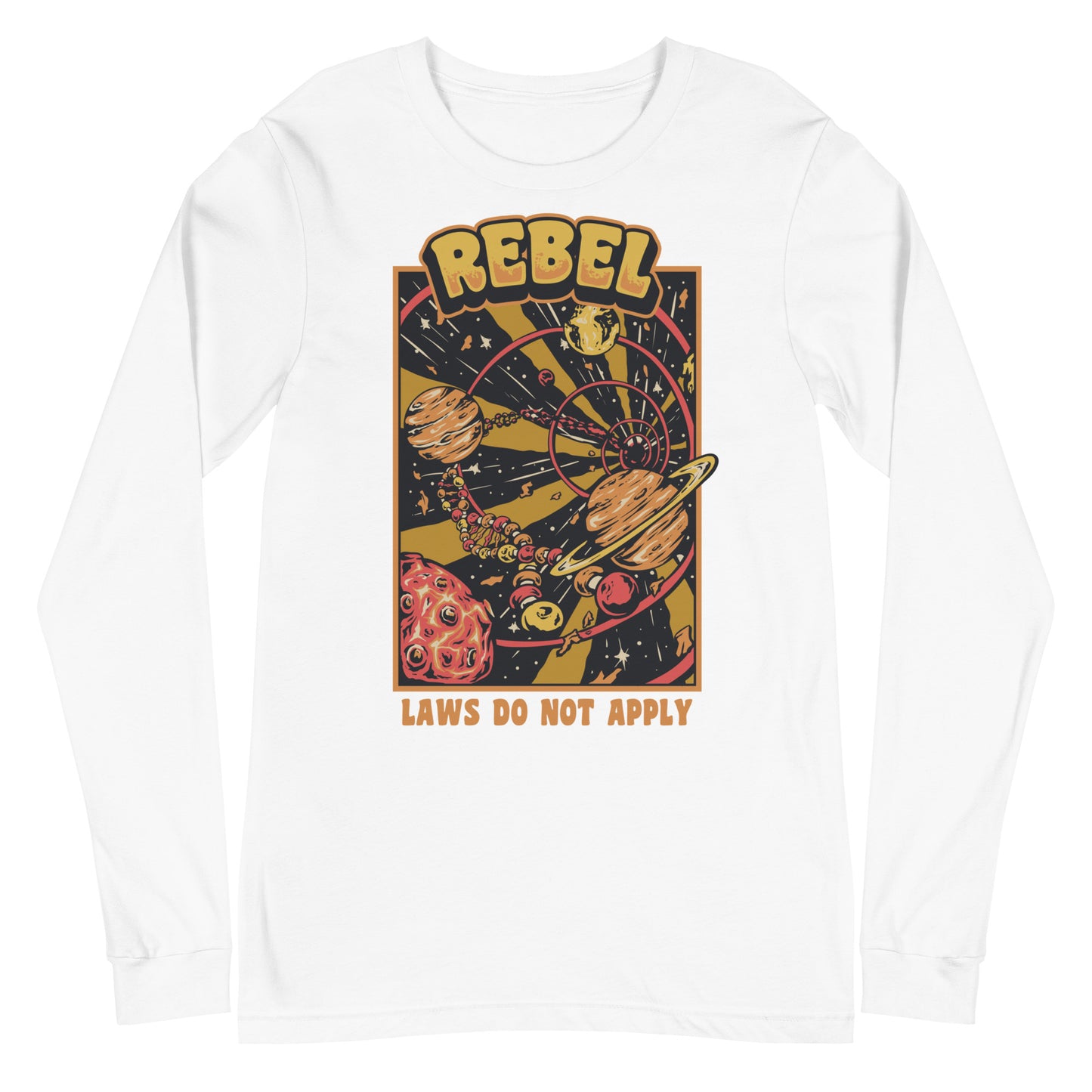 Rebel in Space White Tee | Long Sleeve White Tee | Wise Atoms District