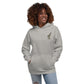 woman wearing Embrace All That You Discover microscope grey unisex science hoodie front